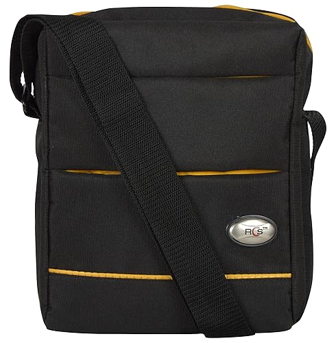 RCS Unisex Jacquard Leather Sling Bag (Black, RCS02)