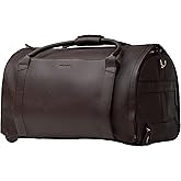 Wool & Oak - NOVA Large Duffle Bag with Wheels - Carry On Garment Duffle Bags for Travel, Overnight, Hospital, Travel Bags for Women & Men with Shoe Compartment & Tech Pocket (Leather, Chocolate)