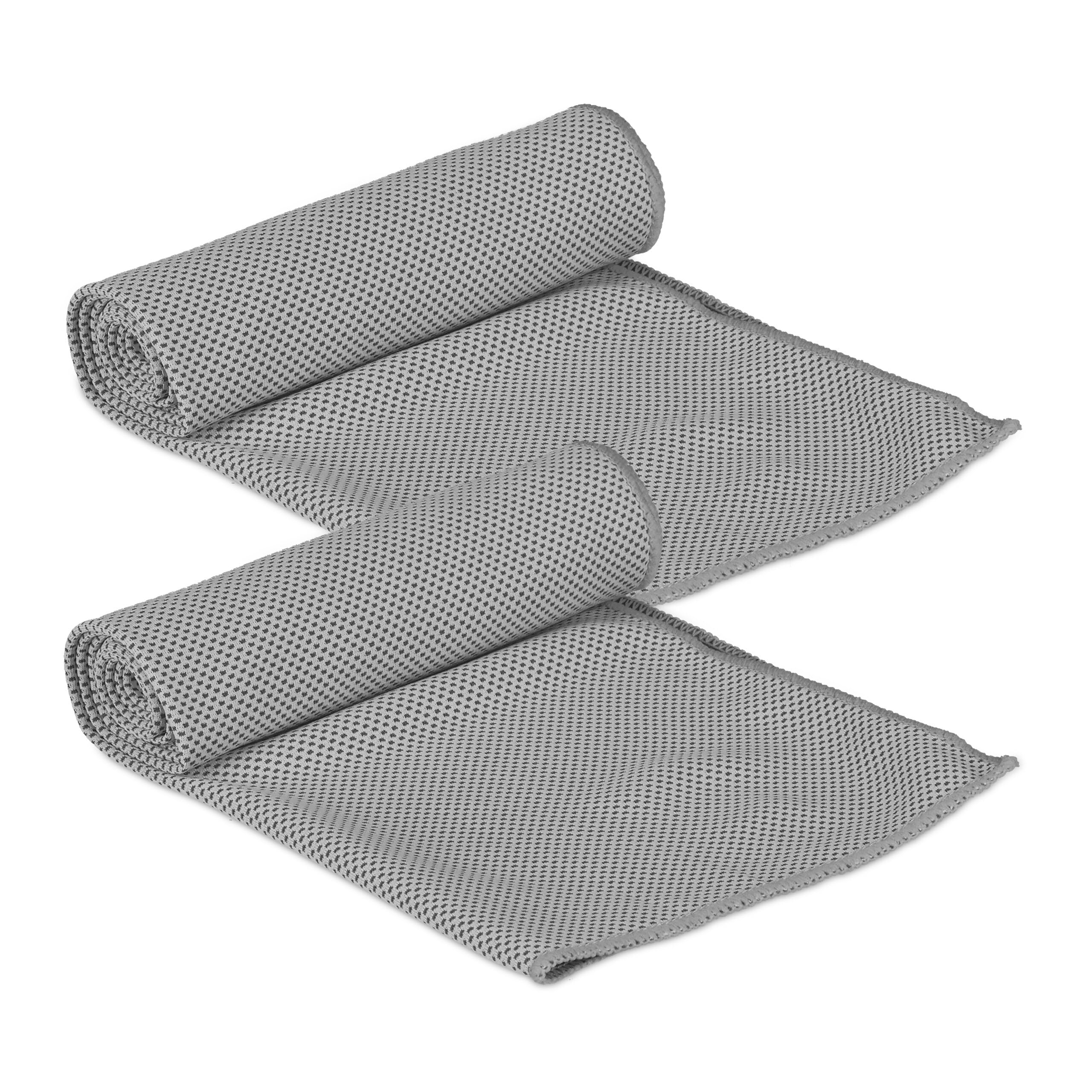 Relaxdays Cooling Towel Set, Pack Of 2, Microfibre, Cloth Fresheners, Neck, Sports & Fitness, 90x30 cm, Grey
