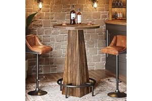 Tribesigns Bar Table, 37.4" High Round Pub Table for Small Bars, Dining Room, Kitchen, Rustic Brown (Only Table)