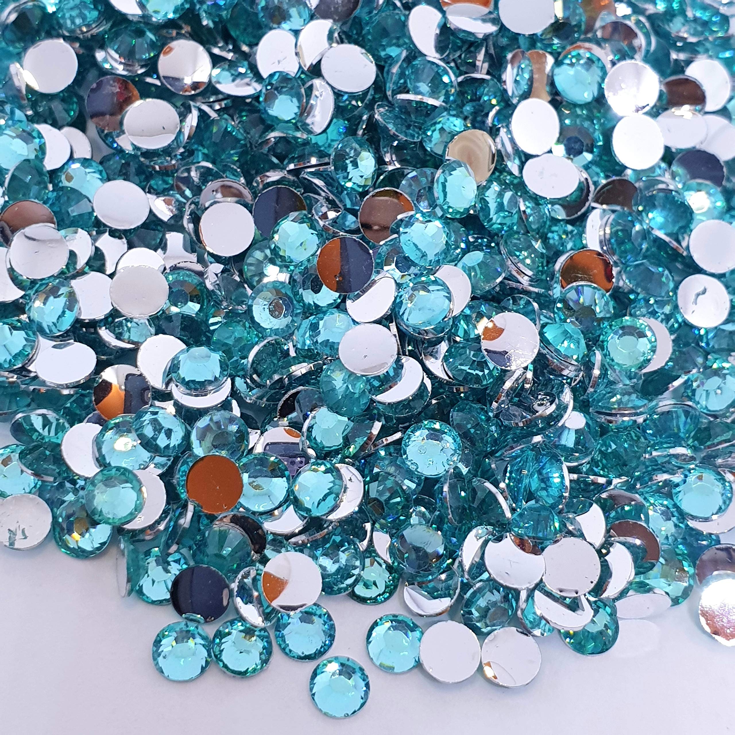 MajorCrafts 2000pcs 5mm ss20 Flat Back Resin Rhinestone Embellishment Gems (Turquoise Blue C41) — image 1