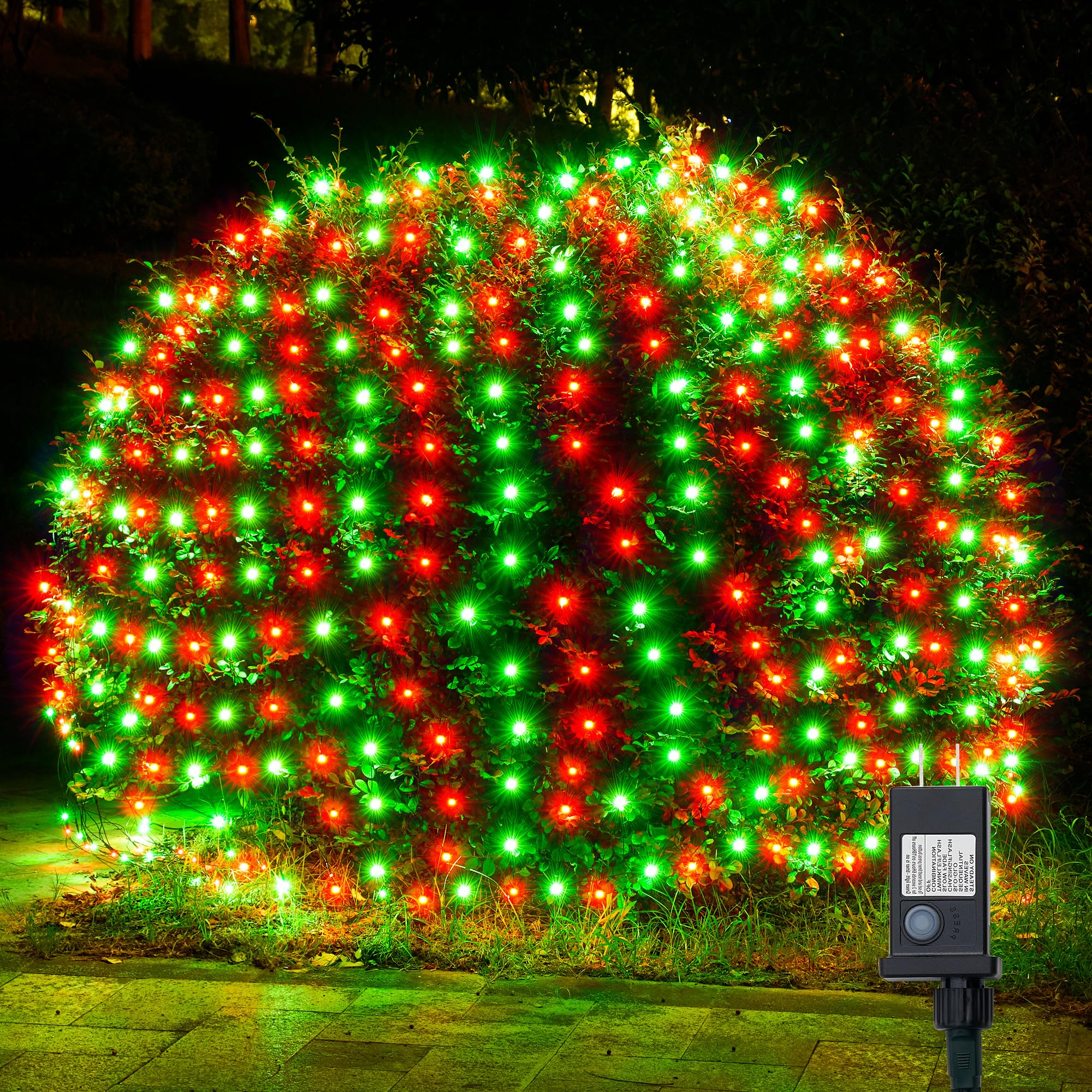 Photo 1 of WBao Christmas Net Lights, 360LED 11.5ft x 6.9ft Christmas Lights with 8 Modes, Timer, End to End Connectable, Waterproof Design for Lawn, Bushes, Trees Outdoor Xmas Decorations, Red Green