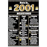 Renditions Gallery Born-in-2001 Facts Art Print for Boys Girls Party/Room Decoration, 12x18, 18th Birthday Unframed