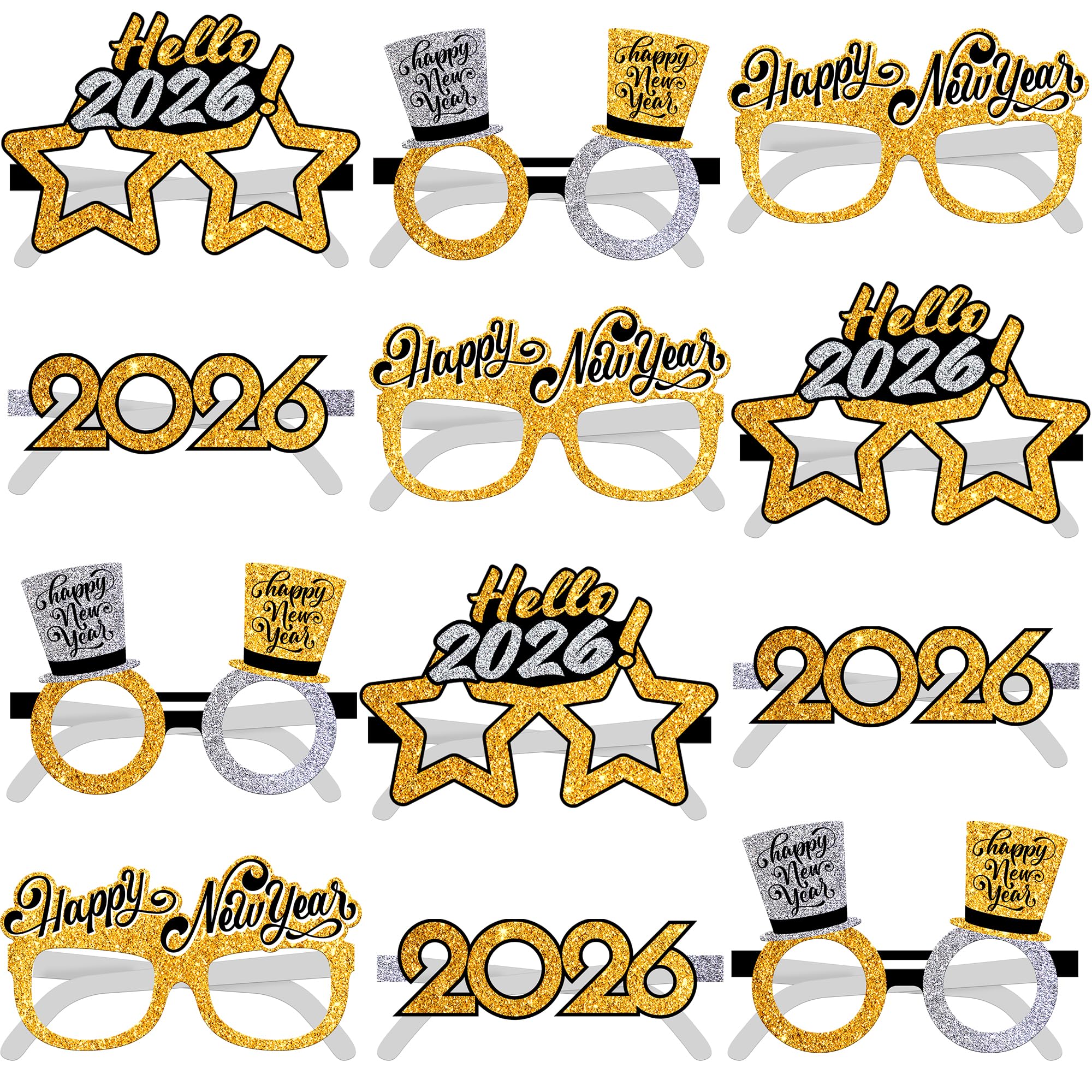 KatchOn, Happy 2025 New Years Glasses - Pack of 12, New Years Eve Glasses | 2025 Glasses New Years Eve, New Years Eve Party Supplies 2025 | New Years Glasses 2025 for Happy New Year Decorations 2025