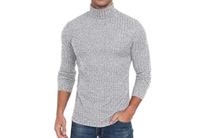HiMONE Men Turtleneck Shirts Lightweight Long Sleeve Turtle Necks Ribbed Thermal Tops S-XXL