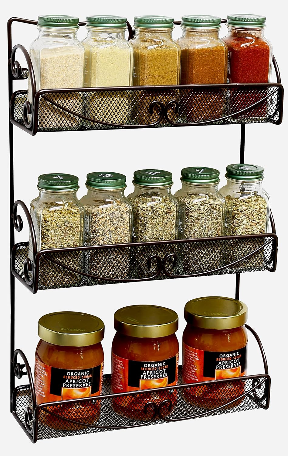 DecoBros 3 Tier Wall Mounted Spice Rack, Bronze: Kitchen & Dining