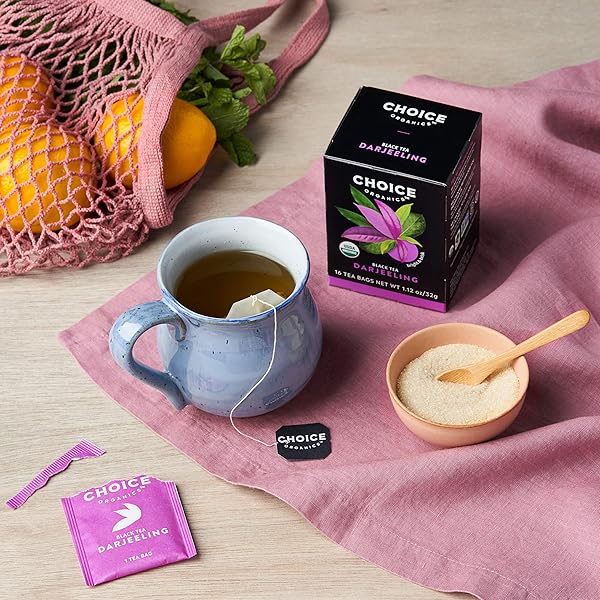 CHOICE ORGANICS – ORGANIC DARJEELING TEA (1 PACK) – FAIR TRADE – COMPOSTABLE – CONTAINS CAFFEINE – 16 ORGANIC BLACK TEA BAGS