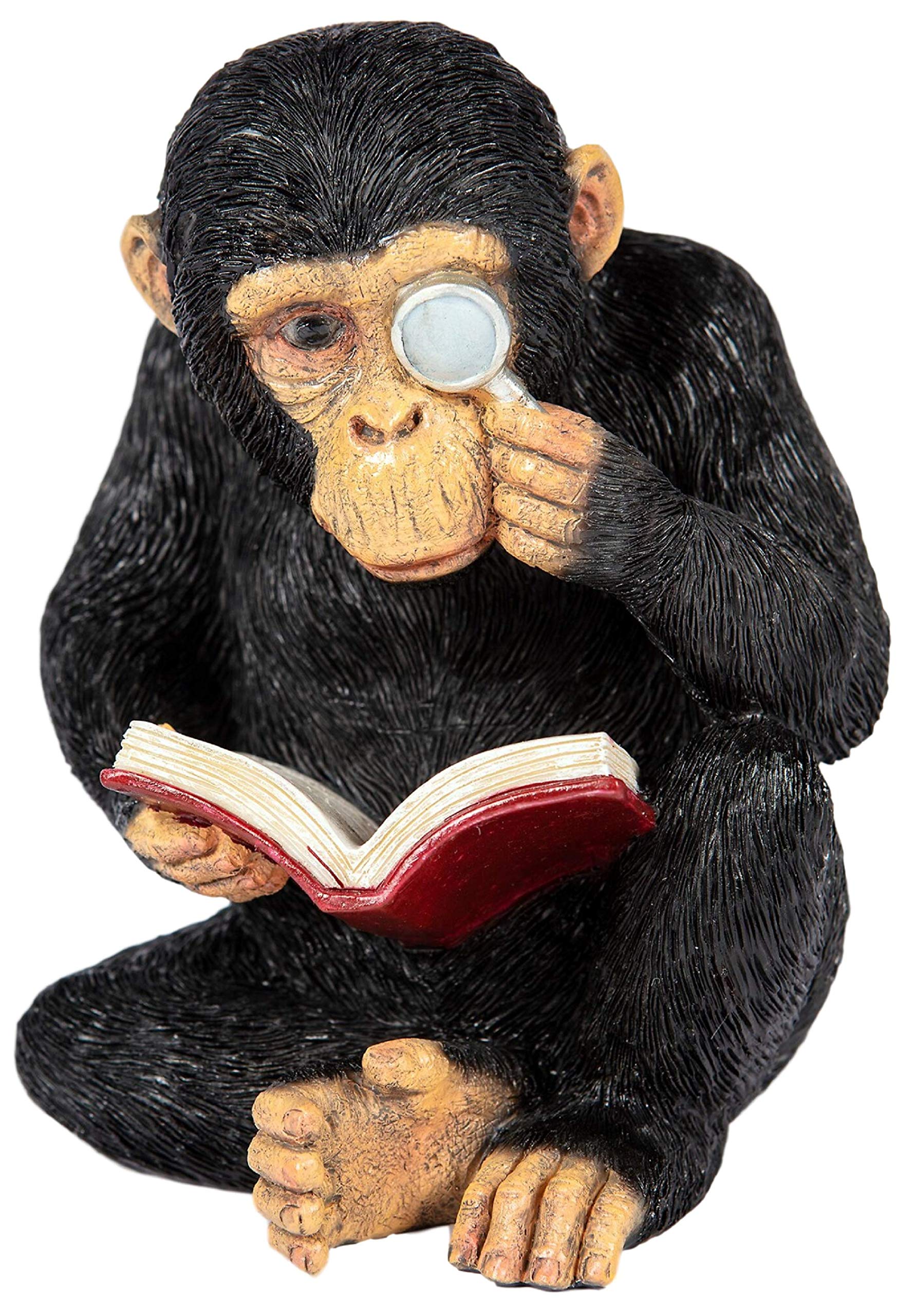 Reading Chimp Ornament Figurine Statue Home Decor Garden Wildlife Figurine Indoor Or Outdoor Patio Lawn Frostproof Weatherproof 17cm