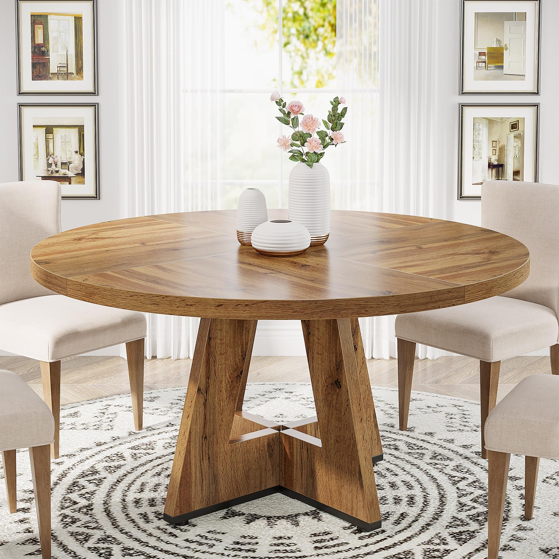 Tribesigns Round Dining Table Wood Kitchen Table