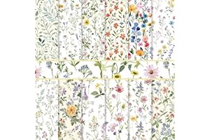 RAORAOYUE 24 Sheets Floral Pattern Paper Packs, 11.8"×11.8” Sided Decorative Craft Paper, Wildflower Pattern Papers for DIY C
