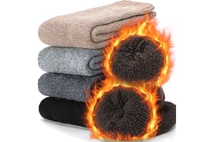 Mens Merino Wool Socks Thermal Winter Thick Warm Heavy Crew Work Comfy Socks for Cold Weather 5 Pairs