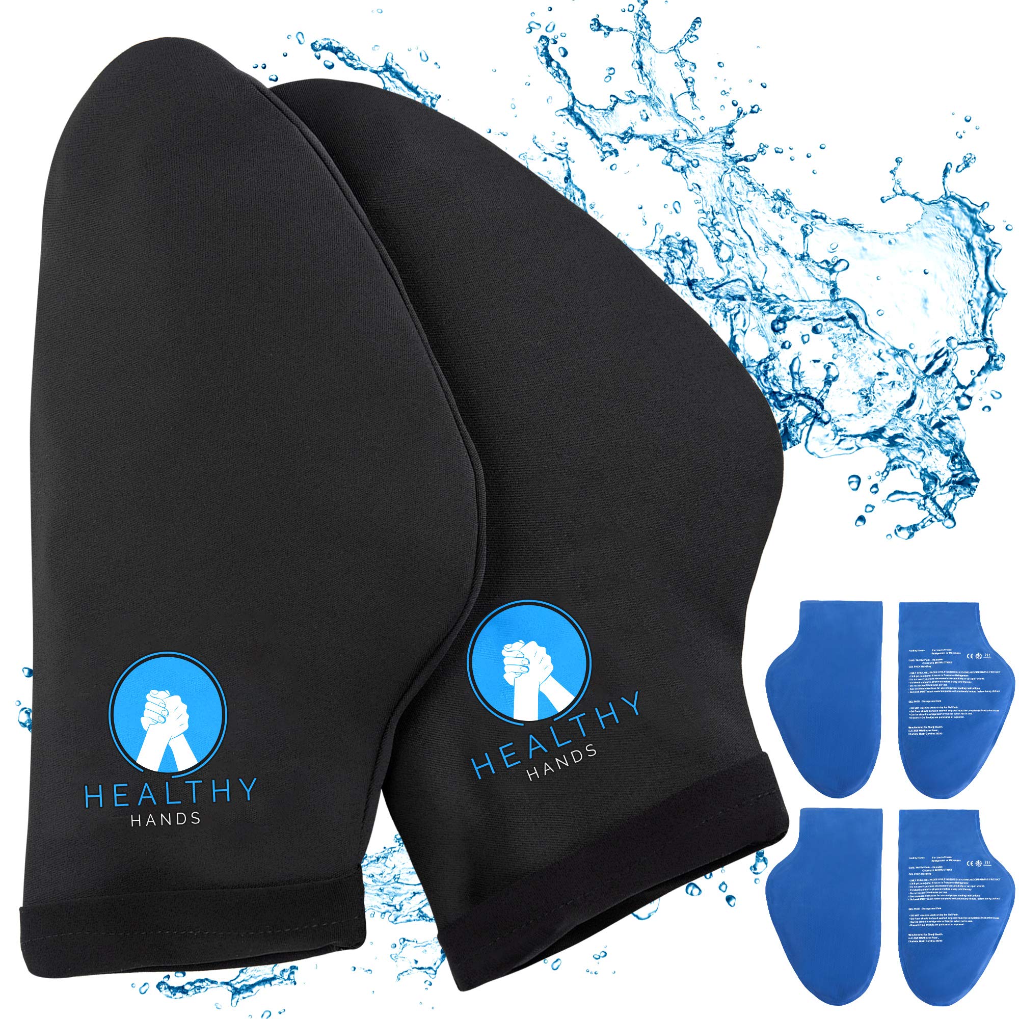 Photo 1 of Healthy Hands Hand Wrap – Cold Therapy Gloves for Chemo, Neuropathy, Arthritis, Injuries and Working Hands – Includes 2 Mittens and 4 Reusable and Flexible Gel Ice Packs S/M