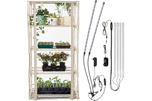 Carpathen Indoor Greenhouse with Grow Lights - 4 Tiers 27.2"L x 19.3"W x 54"H with 1 Dimmable 15W Full Spectrum LED Light Strip and 1 Gooseneck Plant Lamp Clip-on - Mini Greenhouse with Zip PVC Cover
