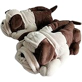 Onmygogo Fuzzy Winter Indoor Animal Dog Slippers for Adult Women Men and Kid, Bulldogs