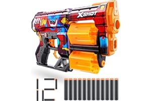XSHOT X-Shot Skins Dread Blaster - Poppy Playtime (Toony) by ZURU with 12 Darts, Rotating Double Barrel, Air Pocket Dart Technology, Toy Foam Blaster for Kids, Teens and Adults