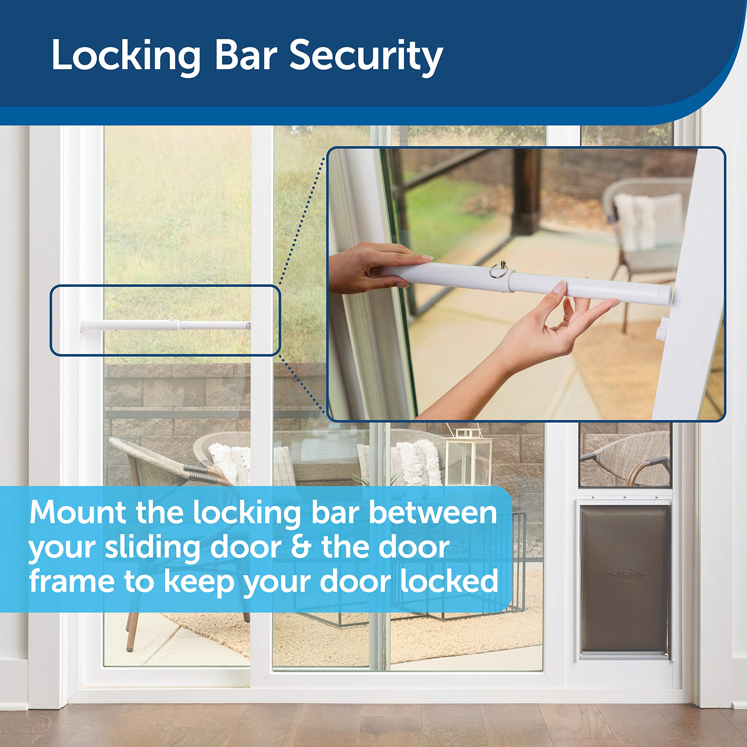 PetSafe Sliding Glass Pet Door Security Bar - Easy to Install - Lock Your Sliding Glass Dog Door - Compatible with PetSafe Sliding Glass Pet Doors - for Sliding Glass Doors up to 72” Wide