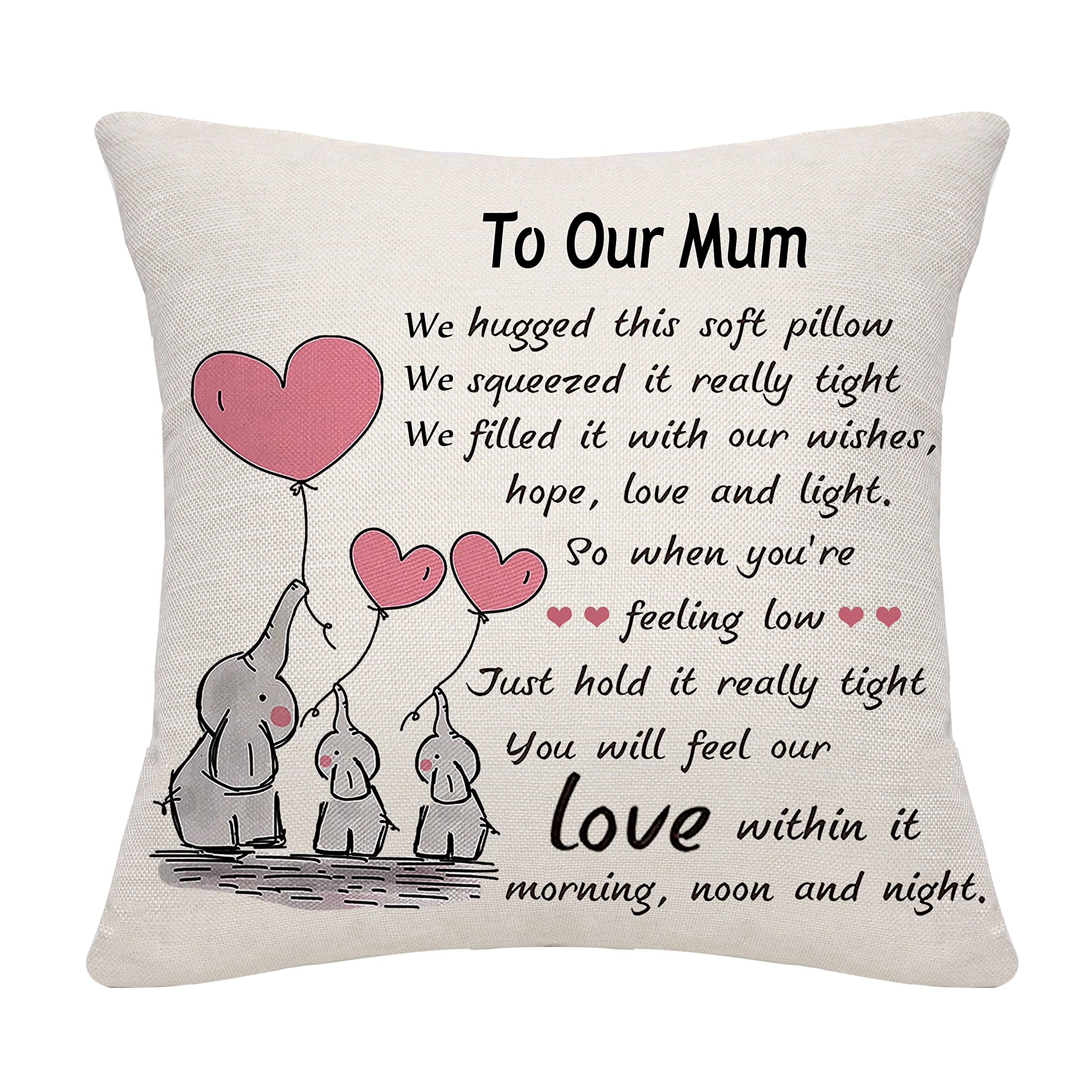 Bommex Mum Gifts from Daughter Son Mum Mother Mom Cushion Cover Throw Pillow Cover Thanksgiving (our mum)