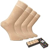 Hugh Ugoli Men's Rayon Derived from Bamboo Dress Socks for Business & Trouser, Thin & Seamless Crew Socks, 4 Pairs Size 8-12