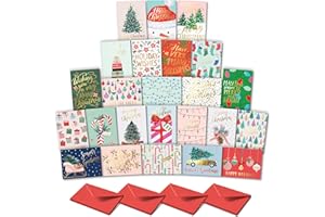 Sweetzer & Orange Holiday Greeting Cards – Set of 24 Boxed Christmas Cards with Envelopes – 24 Unique Designs with Gold Foil – 4.25x5.75 Assorted Holiday Cards – Red Envelopes