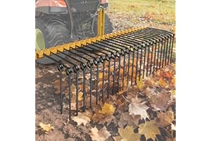 YITAMOTOR 60" Tow Behind Landscape Rake, 3 Point Quick Hitch Lawn Dethatcher Rakes with 26 Steel Tines for Category 1 Tractors, Heavy Duty Powder Coated Finish Tools for Leaves, Pine Needles, Straw