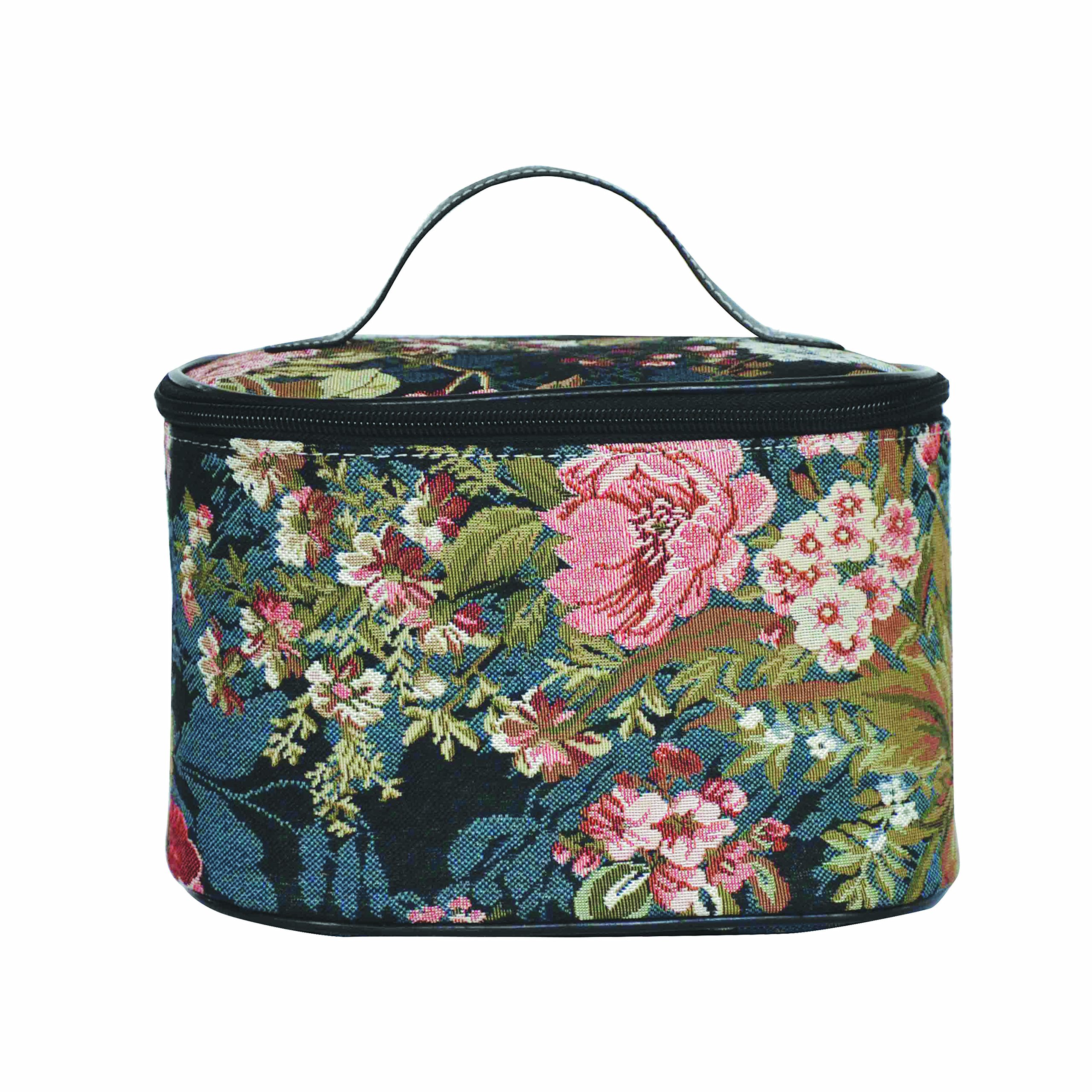 Signare Tapestry Toiletry Bag Makeup Organizer Bag for Women with Peony Flower in Black Background Design (Toil-PEO) — image 1