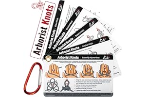 Kutir Arborist Knots Card Set - 10 Essential Knots for Camping, Climbing, & More - Waterproof Pocket Guide with a Carabiner