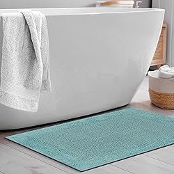 Savi Home Bath Mat Rug 17x24 Aqua Blue, 100% Pure