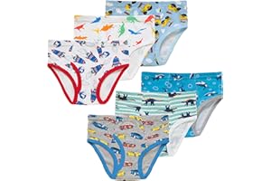 NAIVETE Baby Soft Cotton Underwear Little Boys Dinosaur Briefs Toddler Shark Undies Children Truck Panties(Pack of 6)