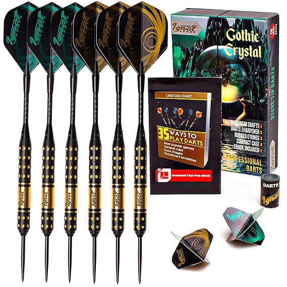IgnatGames Dartpfeile mit Stahl-Spitze - Professionelles Dartset mit Aluminium-Dartschäfte mit O-Ringen und Standard Dartpfei