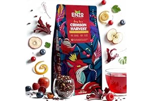 ENZO'S PRIVATE SELECTION ENZO Tea Master Reserve - Crimson Harvest Herbal Tea (4oz) Where Ancient Forest Meets Your Soul | Black Currant Apple Hibiscus Wild Berries Magic Sliced | 37 Cups
