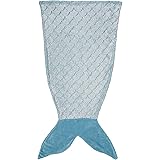 Amazon Basics Kids Fleece Tail Blanket - 15'' x 40'', Blue Mermaid