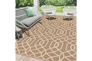 HEBE Outdoor Rug Waterproof 8x10, Reversible Plastic Straw Rug RV Camping Rug, Indoor Outdoor Patio Mat Clearance, Outside Carpet for Porch,Deck,Camper,Balcony,Backyard,Picnic