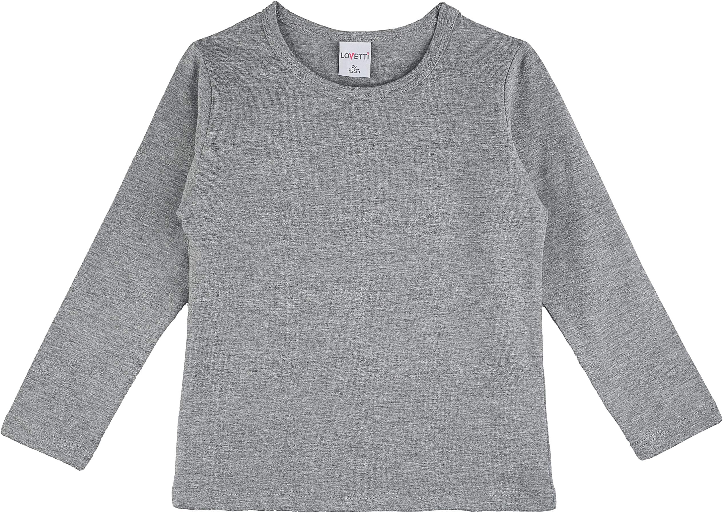 Lovetti Girls' Basic Long Sleeve Round Neck T-Shirt