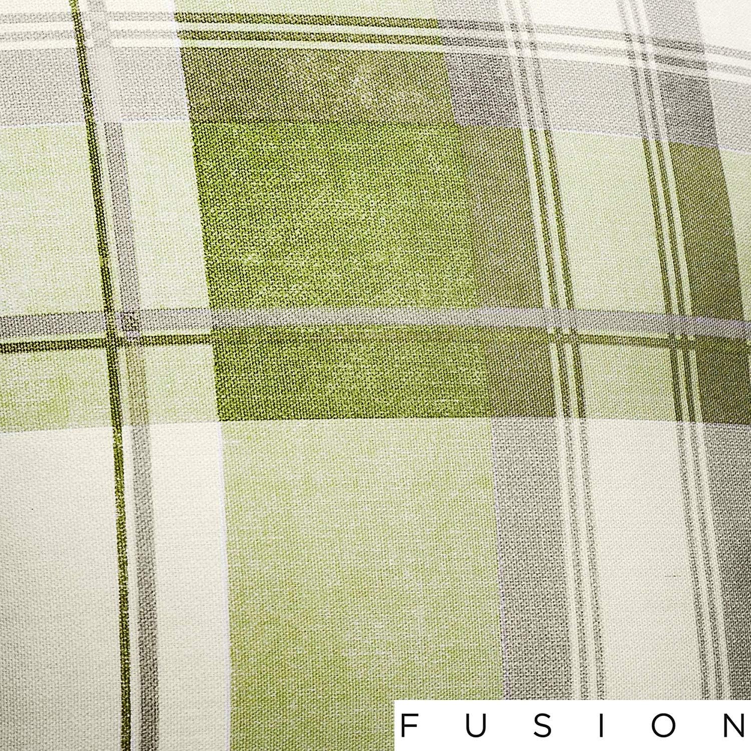 Fusion - Balmoral Check - 100% Cotton Pair of Eyelet Curtains - 66" Width x 90" Drop (168 x 229cm) in Green - Image 3