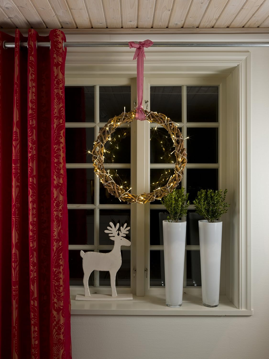 Konstsmide Christmas Lights LED Decoration Wooden Silhouette Wreath - Image 4