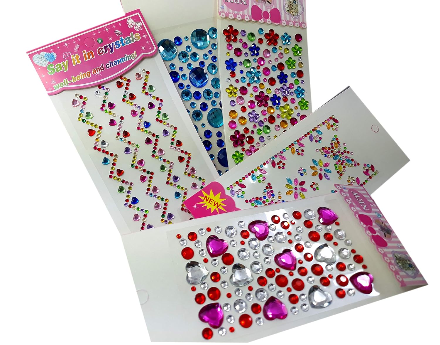 Stone Crystal Multi Shaped Shining Stone Scrap Book, Greeting Cards Sticker 8.66 x 3.93 x 0.19