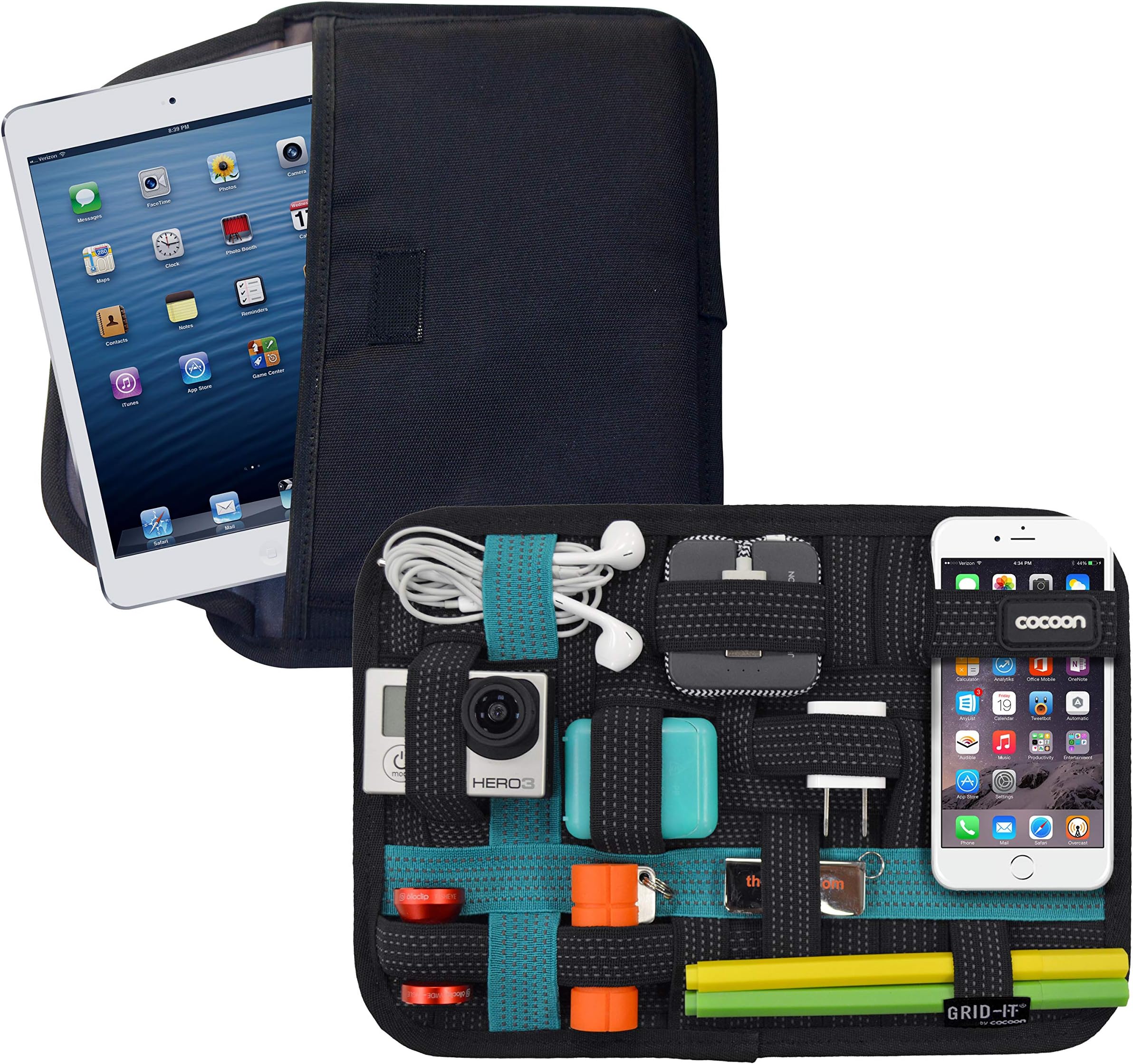 Cocoon GRID-IT - Case & Organizer for iPad from 8" | Organizing System with Zipper | Protective Case for Tablet - Black / 26,6 x 2,7 x 18,8 cm