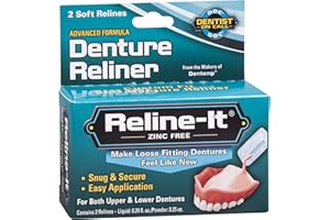 DENTEMP Reline-It Advanced Denture Reliner Kit for Both Upper & Lower Dentures, Easy Application, 2 Soft Relines