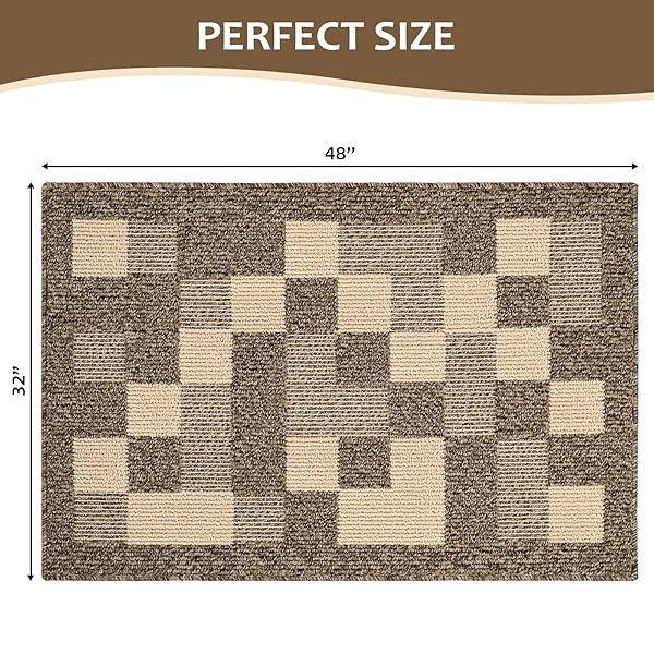 LWYYQB MUDDY MATS FOR DOGS RUGS DIRT TRAPPER,DOOR MAT NON-SLIP WATER ABSORPTION INDOOR WASHABLE FOR BEDROOM,KITCHEN, LIVING ROOM,LAUNDRY ROOM FOR ENTRYWAY CLEAN INSIDE FOR RV, GARAGE 32″X48″ BROWN