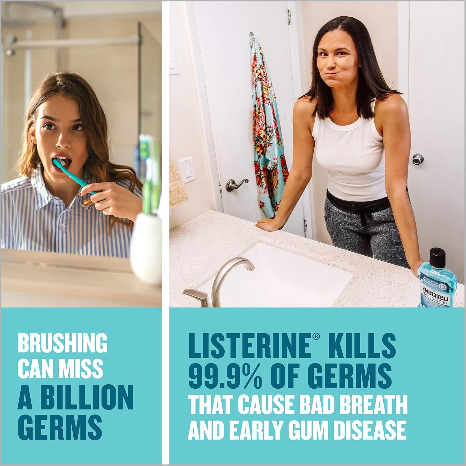 Listerine Ultraclean Oral Care Antiseptic Mouthwash to Help Fight Bad Breath Germs, Gingivitis, Plaque and Tartar, Oral Rinse for Healthy Gums & Fresh Breath, Artic Mist Flavor, 1 L : Beauty
