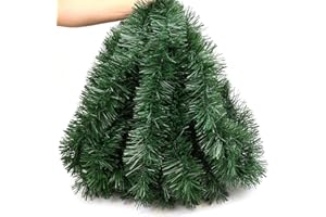 FLYSNK 50 Feet Christmas Garland Greenery Christmas Decor, Artificial Pine Garlands Xmas Decorations for Stairs Mantle Fireplace Home Party Holiday Soft Green Garland Christmas Decoration Indoor Outdoor
