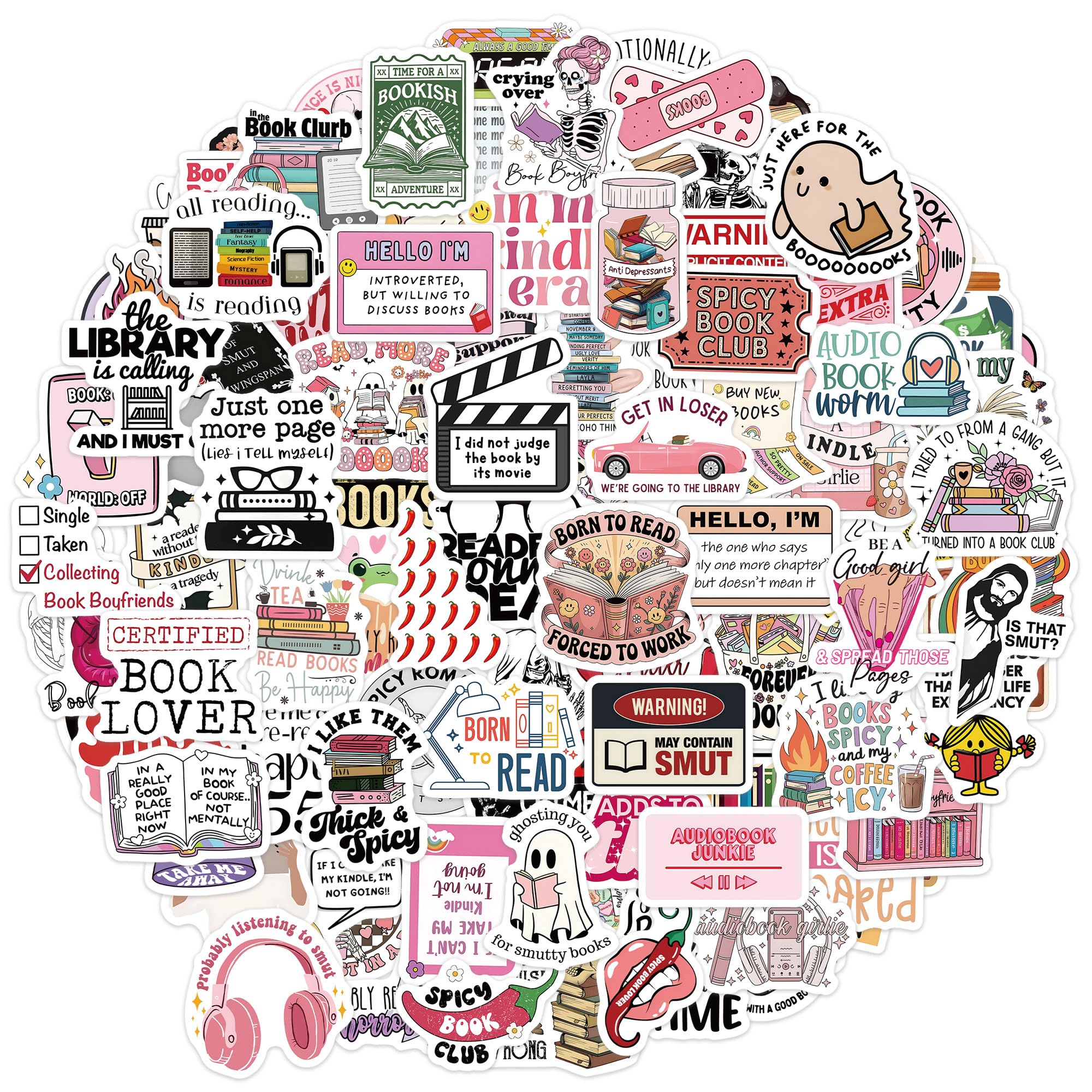 Photo 1 of 100 Pcs Funny Book Stickers for Adults, Holographic Smut Sticker Decal for Water Bottles Laptops Journals, Reading and Bookish Gifts for Women, Smut and Book Lover Decals