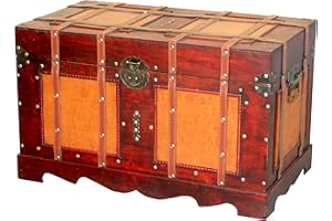 VINTIQUEWISE Large Antique Style Steamer Trunk, Decorative Storage Box