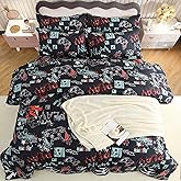 SDY 7PCS Full Size Gaming Bedding Set - Soft Video Game Comforter Set for Boys, Girls & Kids, Gamer Themed Bed Set with Comforter, Sheets & Pillowcases