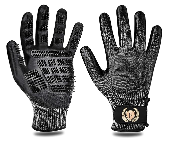 F® FLLUFFY Fellpflege-Handschuhe für Katzen Pferde Hunde, 2er-Pack Fellpflege Handschuh - Bürste für Katze Pferd Hund