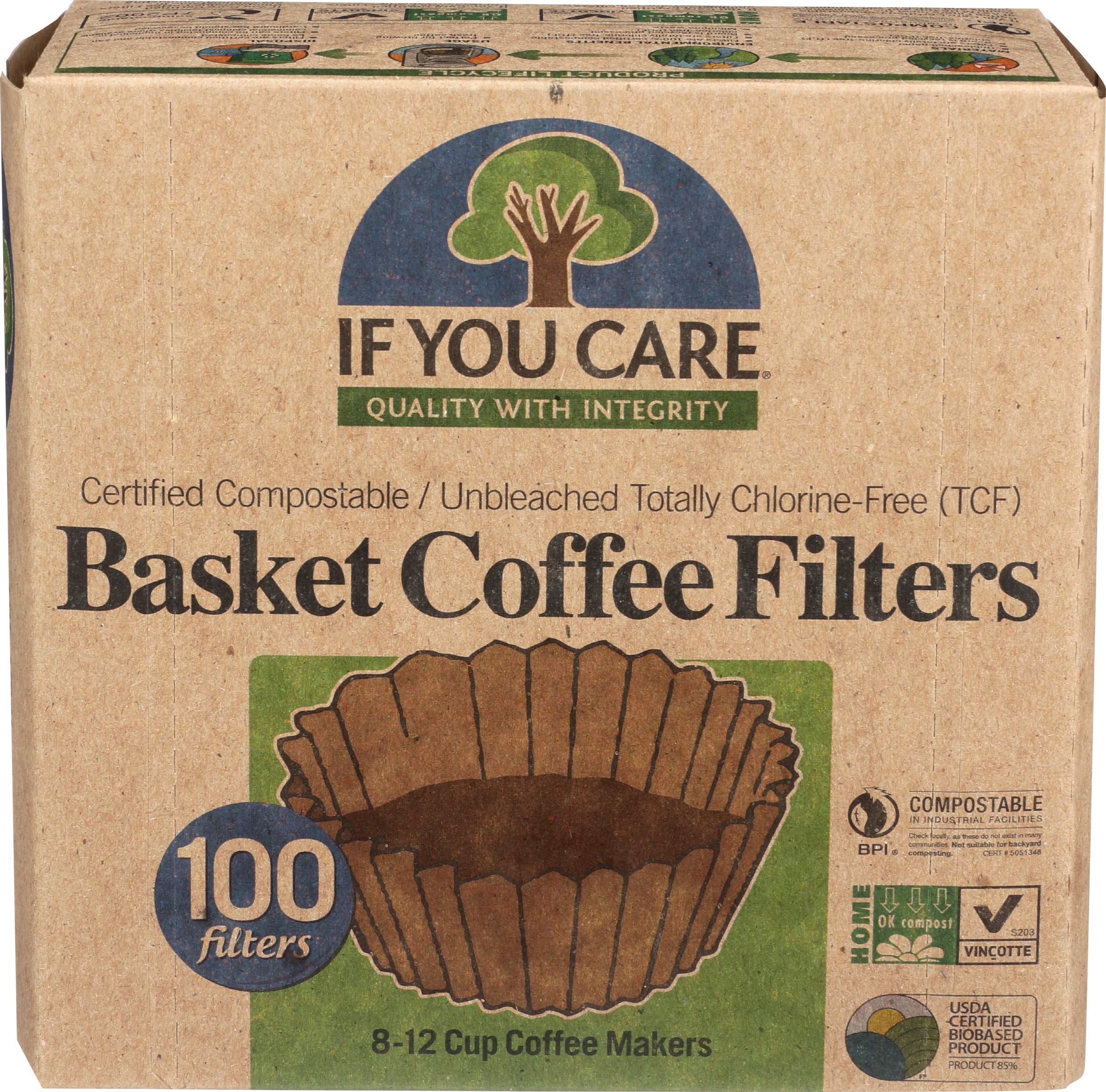 Photo 1 of If You Care Unbleached Coffee Filters Basket, 8 inch, 100 ct