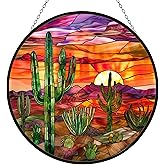 HYPESTYLE Cactus Stained Glass Suncatcher Stained Glass Window Hangings Birthday Gift for Mom Grandma Teacher Women Friend Christmas