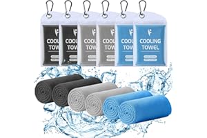 Clothirily Cooling Towels (40"x12"), Breathable Cooling Towels for Neck and Face, Men & Women Workout Towel for Hot Weather, Sweat Towel for Gym Yoga, Camping, Fitness, Running, Traveling, 6 Pack
