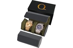 QWATCHBANDS Napa Leather Watch Rolls for Men - Hexagon Watch Roll Travel Case for Watches - Storage Organizer Genuine Leather with Velvet Interior Display