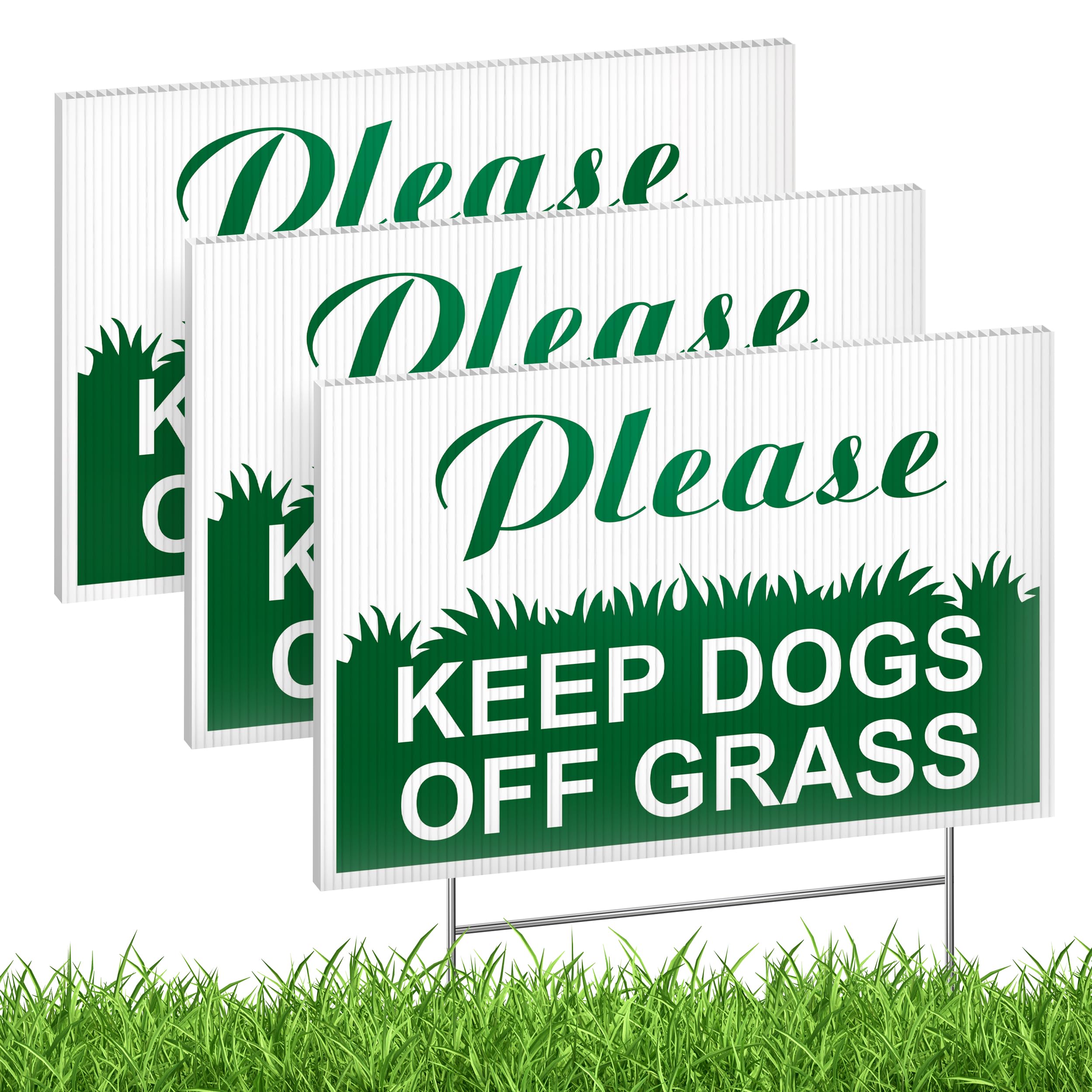 3 PC Keep Dogs Off Lawn Sign - 6x9 inches DS Coroplast Stay Off Grass Signs For Yard